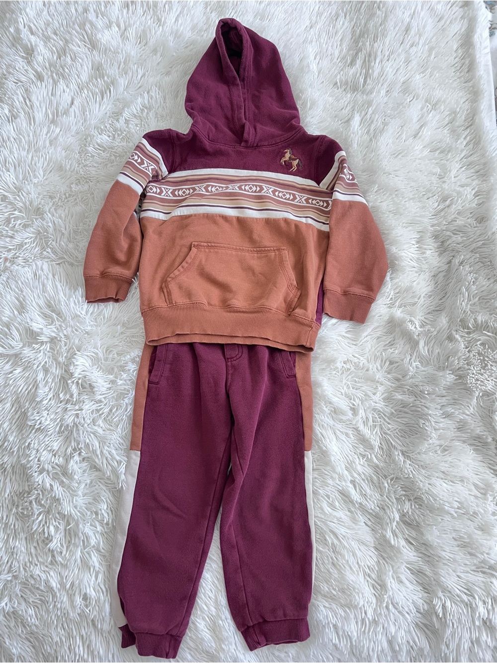 Gymboree Maroon & Rust Hooded Sweatshirt with Matching Joggers